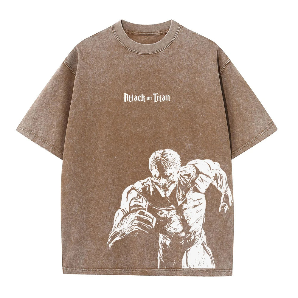 T-shirt unisex vintage Aot - Coffee JINK201